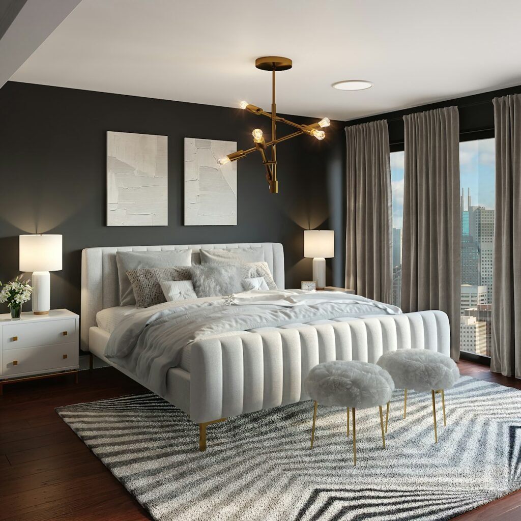 White and gray sofa set styled living room